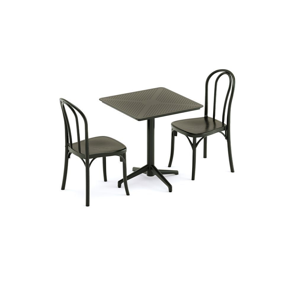 Siyah 2 Kişilik 70x70 cm Kare Dış Mekan Masa Sandalye Takımı İç ve Dış Mekan Kullanımı için Ideal