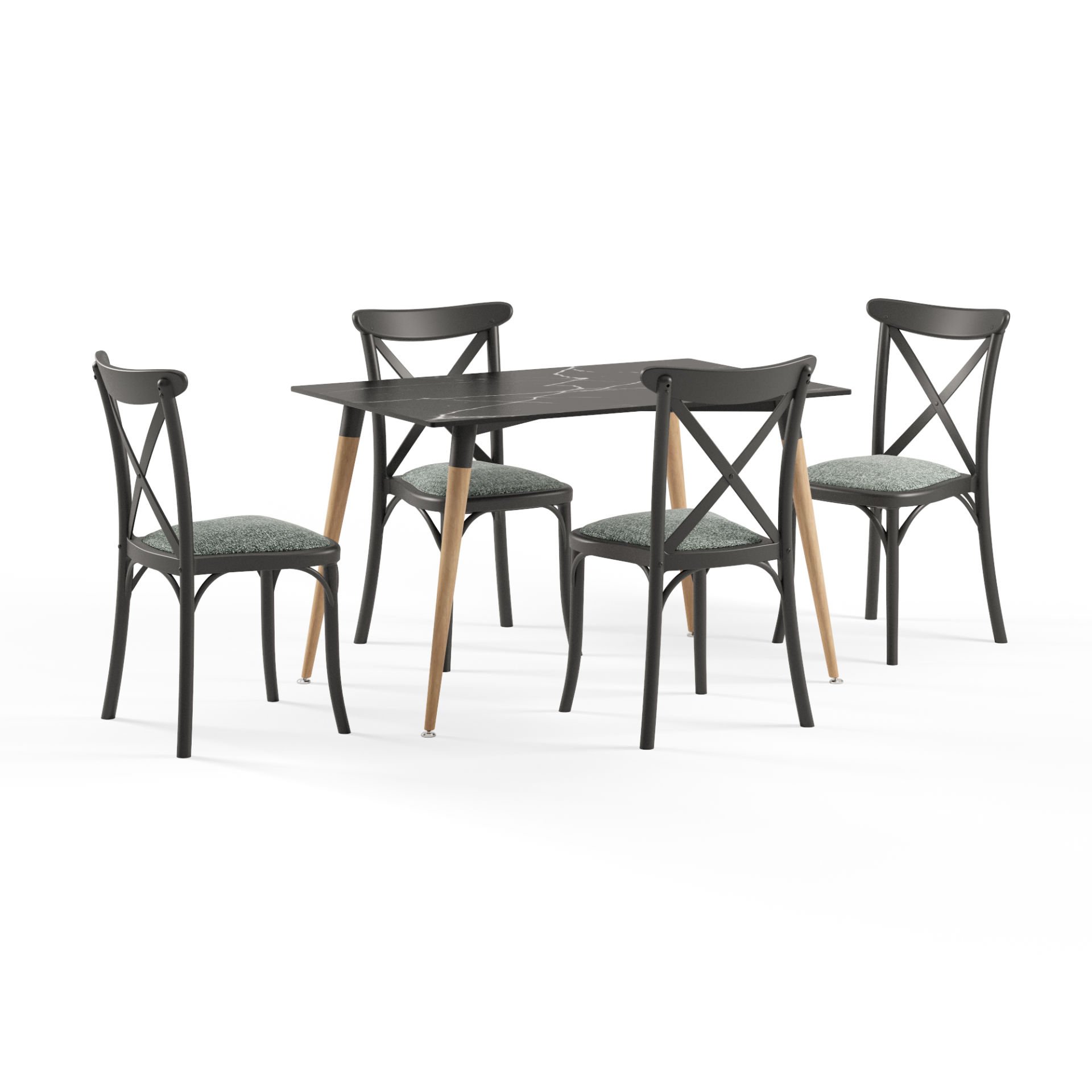 Compact Laminat Masa Sandalye Takımı 4 Kişilik 77x120 cm