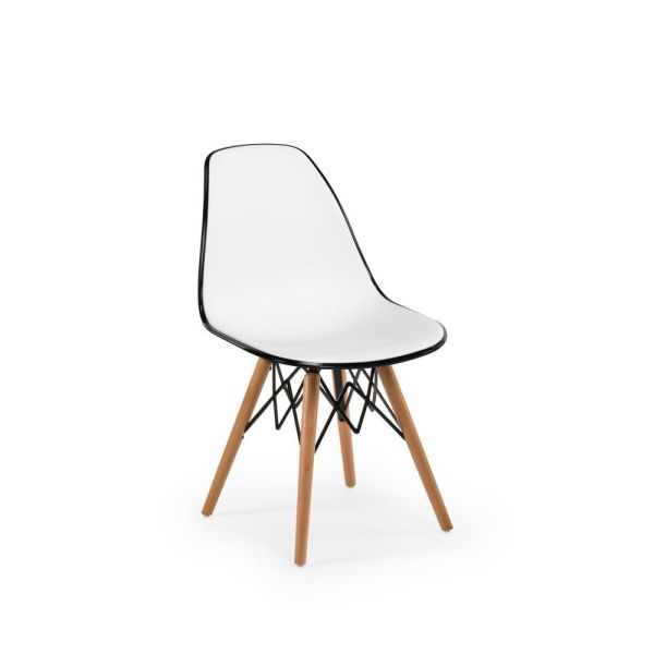 Çift Renk Plastik Siyah Beyaz Ahşap Ayak Sandalye