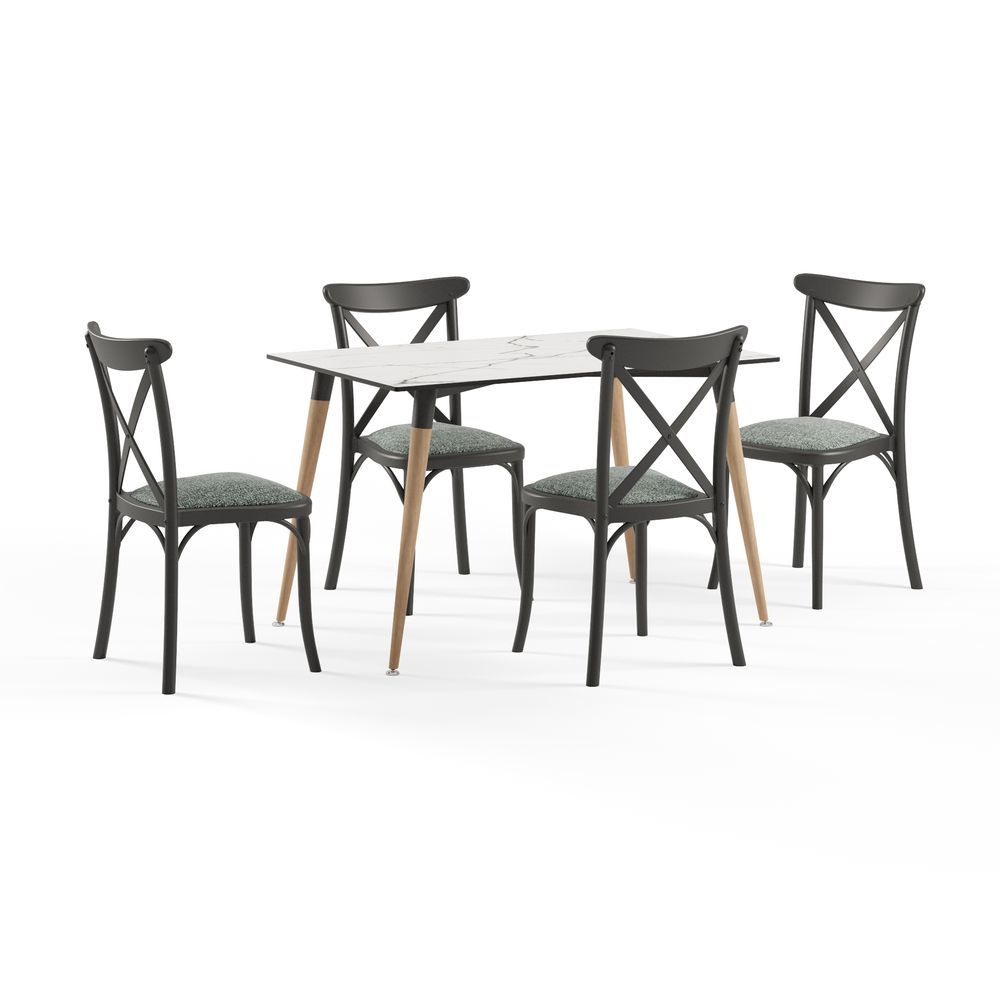 Compact Laminat Masa Sandalye Takımı 4 Kişilik 77x120 cm