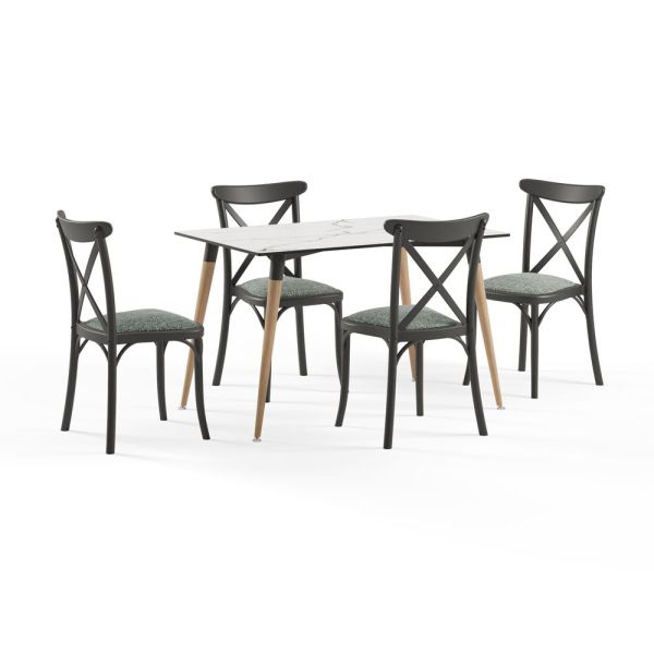 Compact Laminat Masa Sandalye Takımı 4 Kişilik 77x120 cm