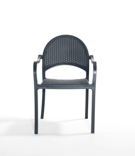 Antrasit Rattan Bahçe Masa Sandalye Seti 6 Kişilik