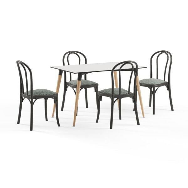 Beyaz Compact Mutfak Masa Sandalye Takımı 4 Kişilik 77x120