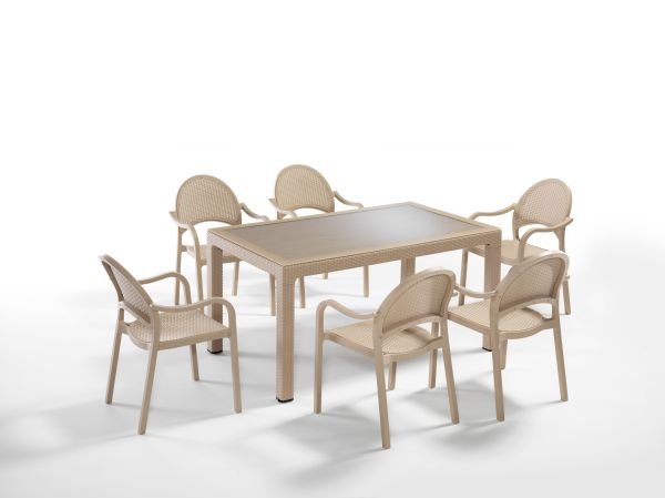 Cappucino Bahçe Masa Sandalye Takımı 6 Kişilik 90x150