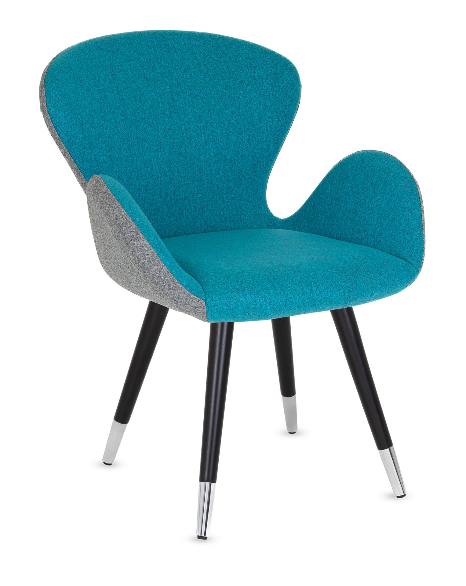 Poyraz Ahşap Siyah Ayak Salon ve Yemek Sandalyesi – Gri & Mavi Kaşe Kumaş, Ergonomik, Dekoratif, Cafe, Restoran, Otel, Lobi, Yemek Odası Sandalyesi