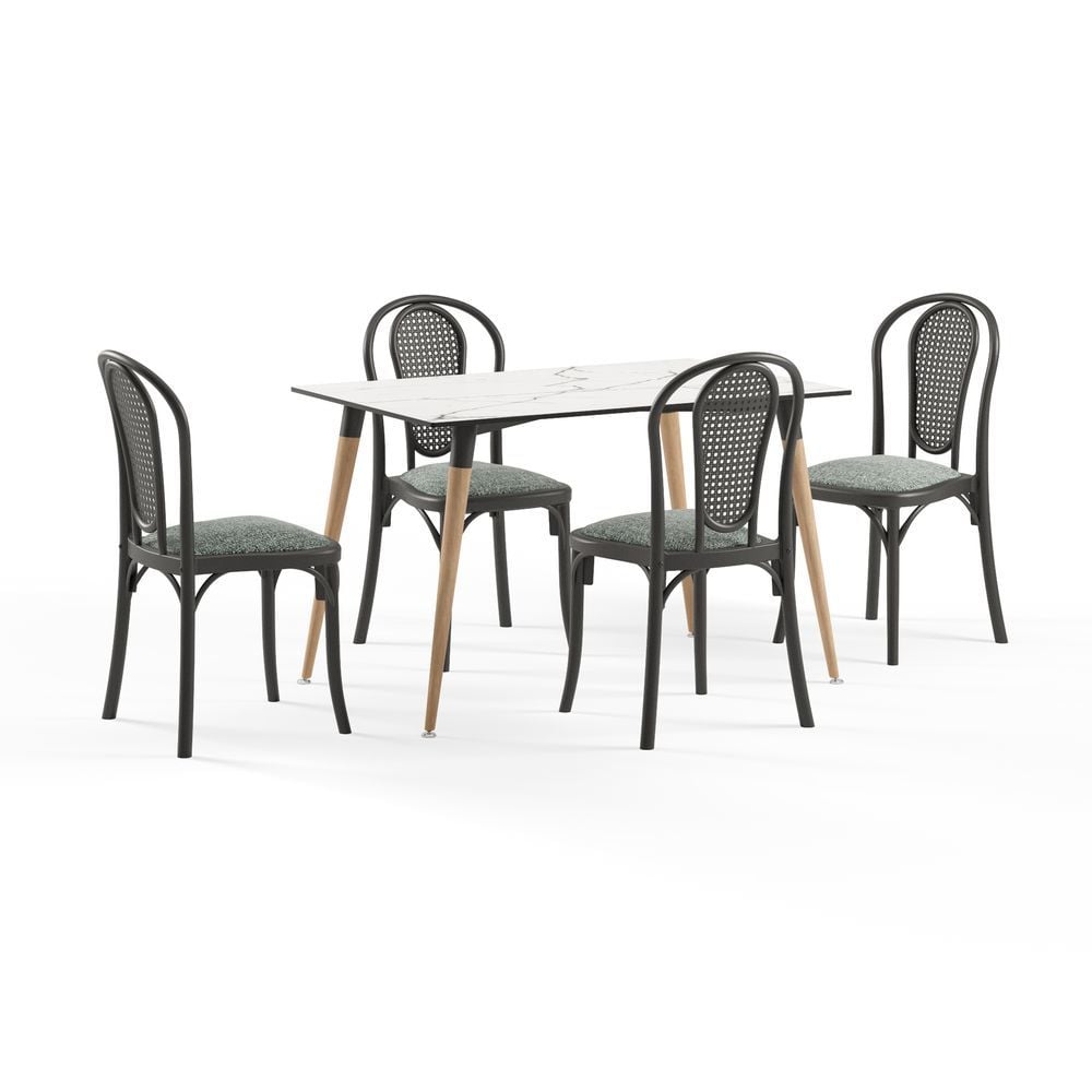 Dayanıklı Compact Masa Sandalye Takımı 4 Kişilik 77x120 cm
