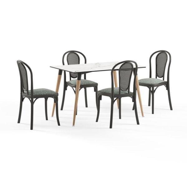 Dayanıklı Compact Masa Sandalye Takımı 4 Kişilik 77x120 cm
