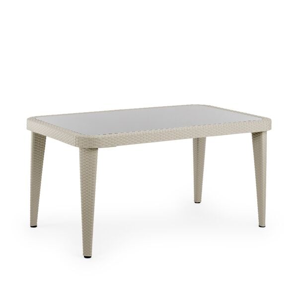 Bahçe Masa Sandalye Takımı 6 Kişilik 90x150 Bej Plastik