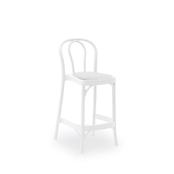 Beyaz Plastik Pedli 65 cm Tonet Bar Sandalyesi İç Dış Mekan