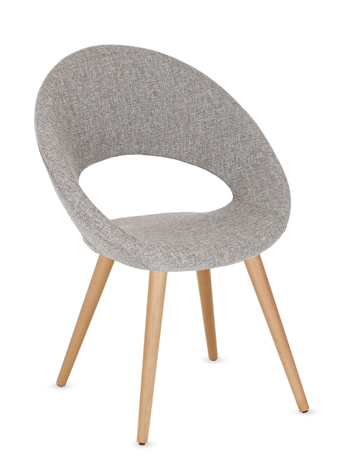 Yoji Açık Gri Kumaş Dekoratif Mutfak Sandalyesi - Şık Kayın Ağacı Ayaklı, Silinebilir Kumaş, Konforlu ve Modern Tasarım