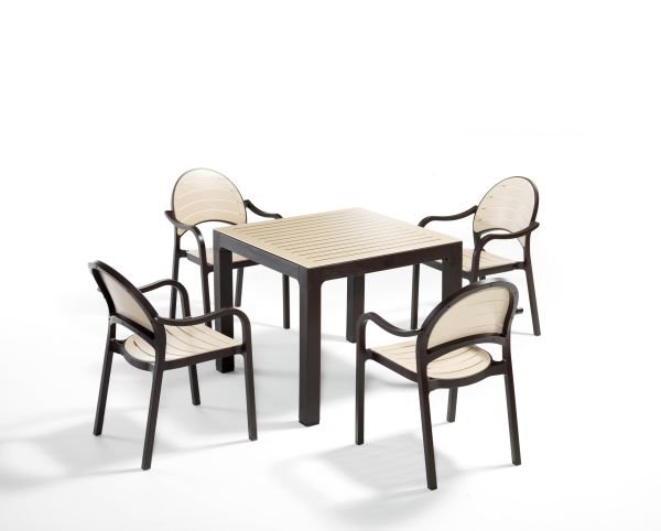 Kahverengi Cappucino Bahçe Masa Sandalye Takımı 4 Kişilik