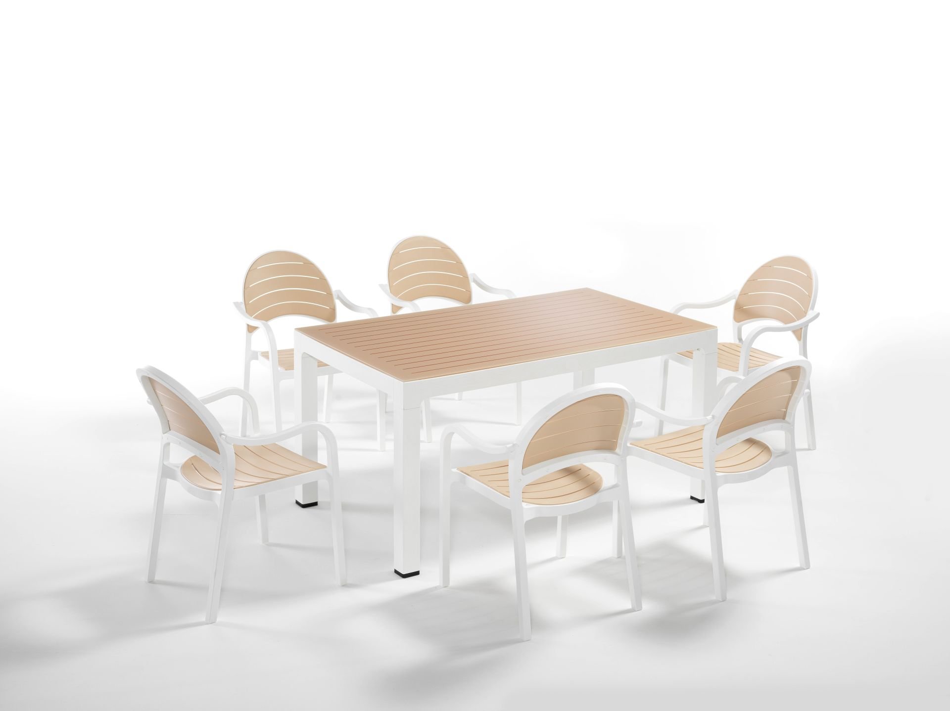 Beyaz Fil Dişi Bahçe Masa Sandalye Takımı 6 Kişilik