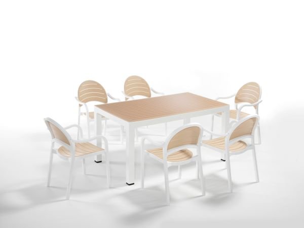 Beyaz Fil Dişi Bahçe Masa Sandalye Takımı 6 Kişilik