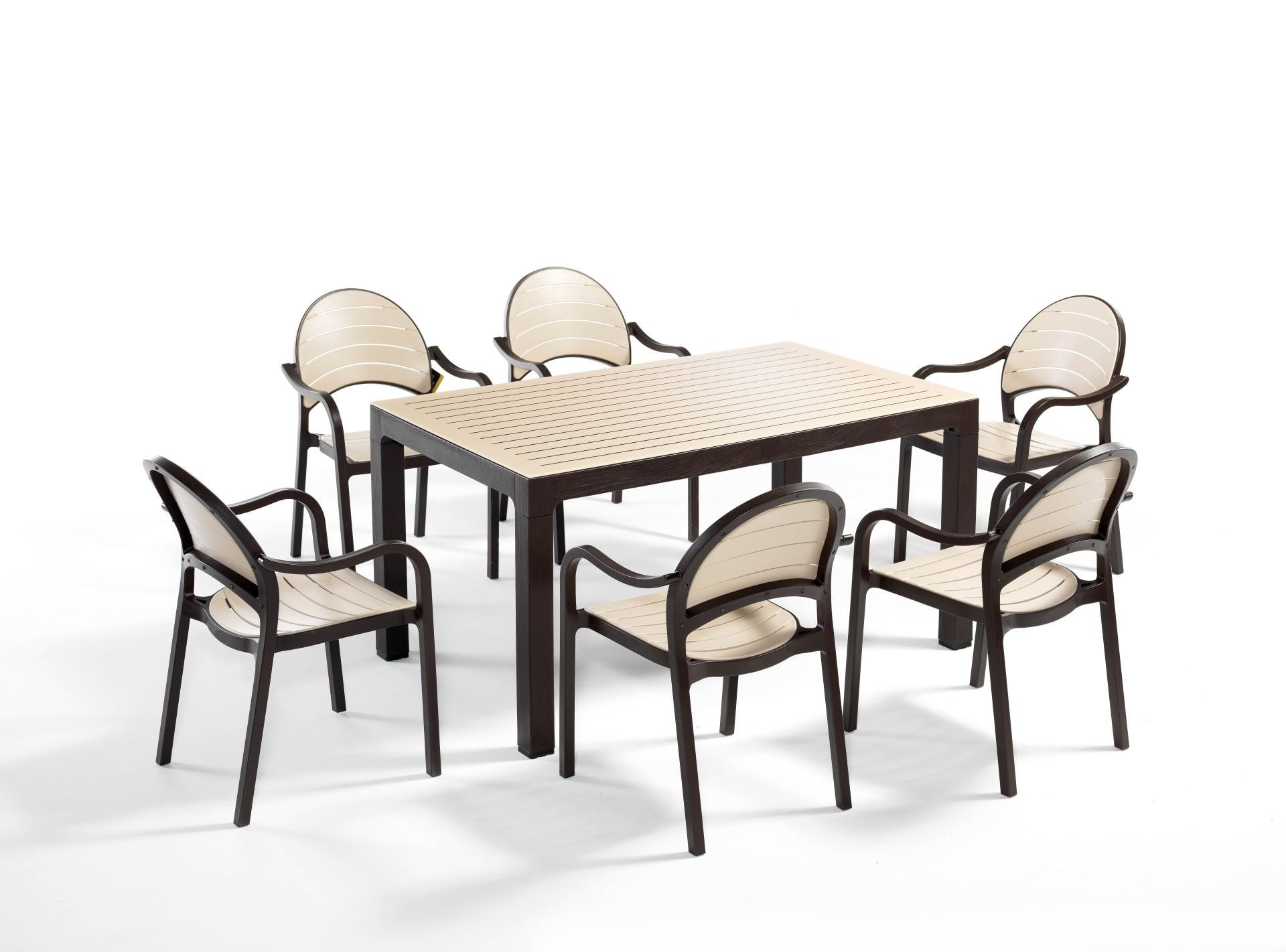 Kahverengi Cappucino Bahçe Masa Sandalye Takımı 6 Kişilik