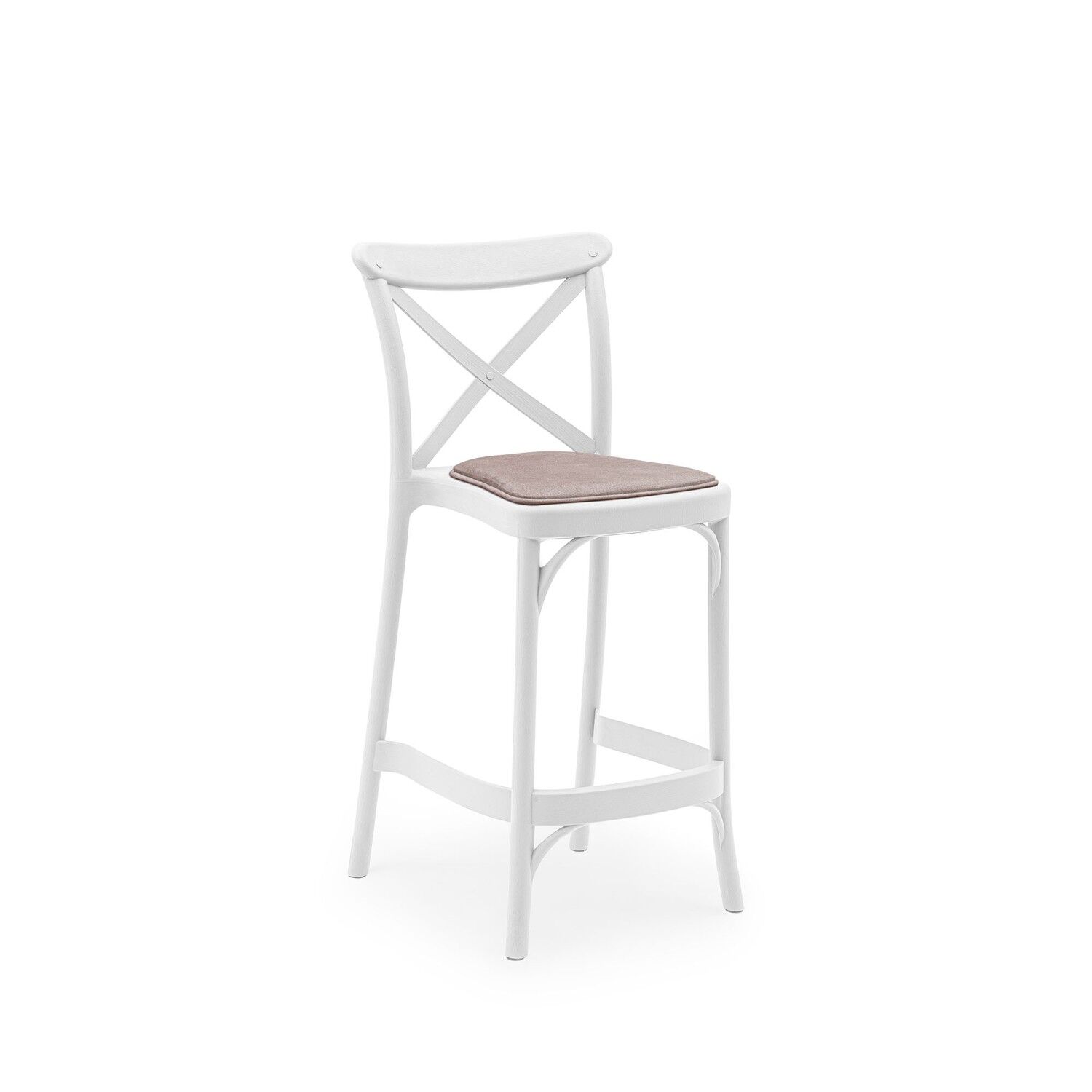 Beyaz 65 cm Pedli Tonet Plastik Bar Sandalye İstiflenebilir