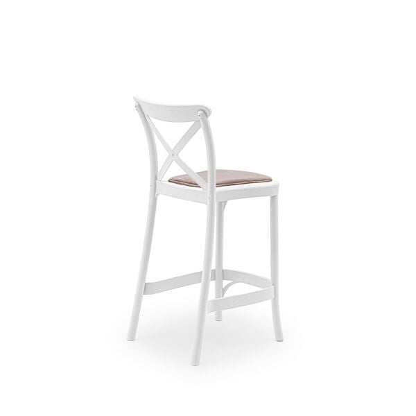 Beyaz 65 cm Pedli Tonet Plastik Bar Sandalye İstiflenebilir