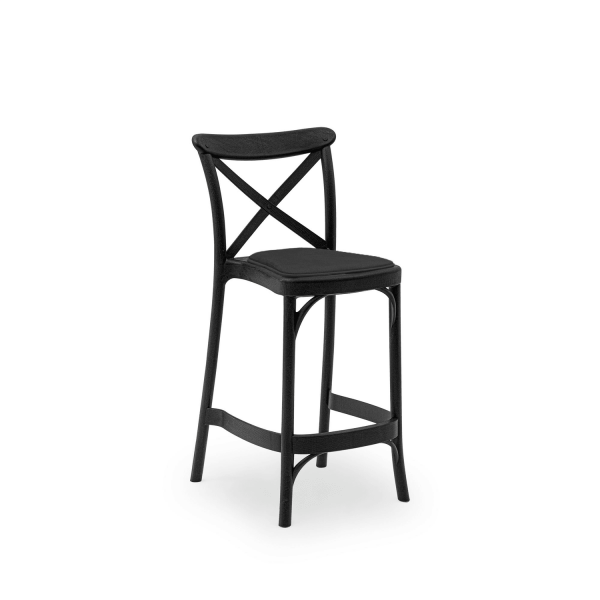 Siyah 65 cm Pedli Tonet Plastik Bar Sandalye İstiflenebilir