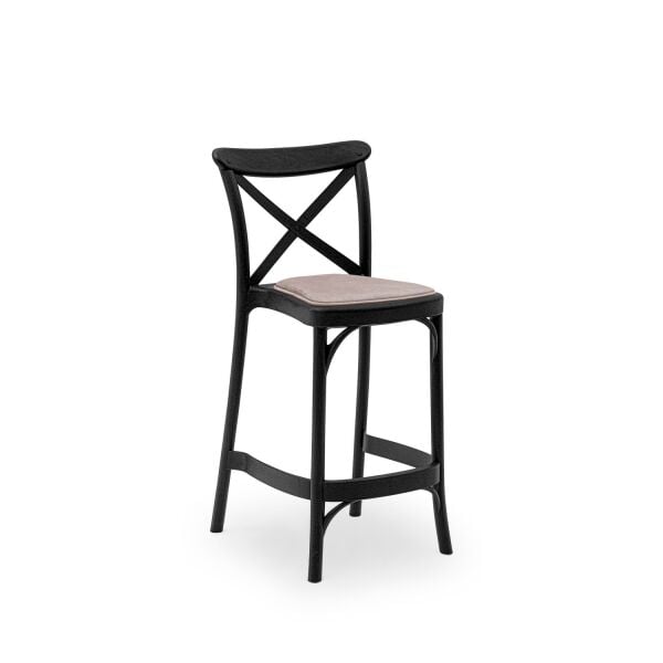 Siyah 65 cm Pedli Tonet Mutfak Bar Sandalyesi İstiflenebilir