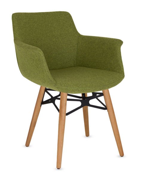 Empor Ahşap Ayak Yeşil Kaşe Kumaş Kafe ve Restoran Sandalyesi - Ergonomik, Şık ve Dayanıklı