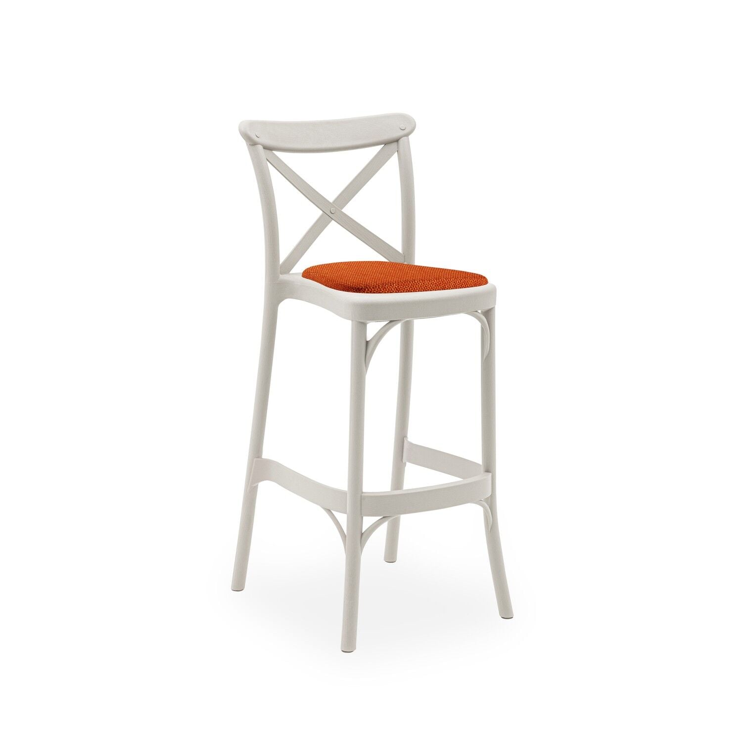Bej 75 cm Turuncu Pedli Tonet Cafe Bar Sandalyesi İstiflenir