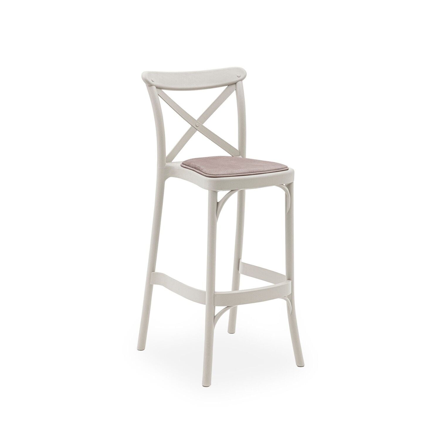 Bej 75 cm Kumaş Pedli Tonet Bar Sandalye İstiflenebilir