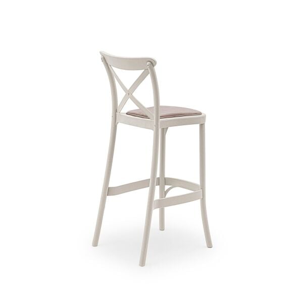 Bej 75 cm Kumaş Pedli Tonet Bar Sandalye İstiflenebilir