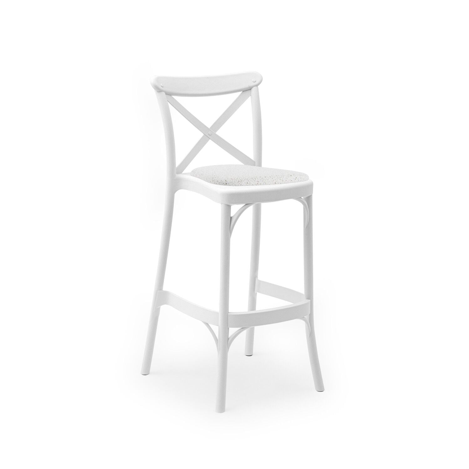 Beyaz 75 cm Kumaş Pedli Tonet Bar Sandalyesi İstiflenebilir
