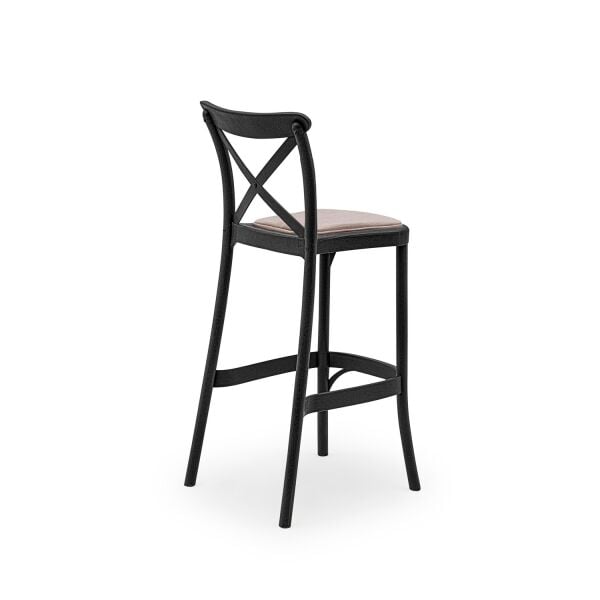 Siyah 75 cm Pedli Tonet Kumaş Bar Sandalyesi