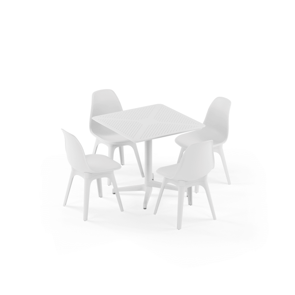 Beyaz 4 Kişilik Katlanır Bahçe Masa Sandalye Takımı 80x80