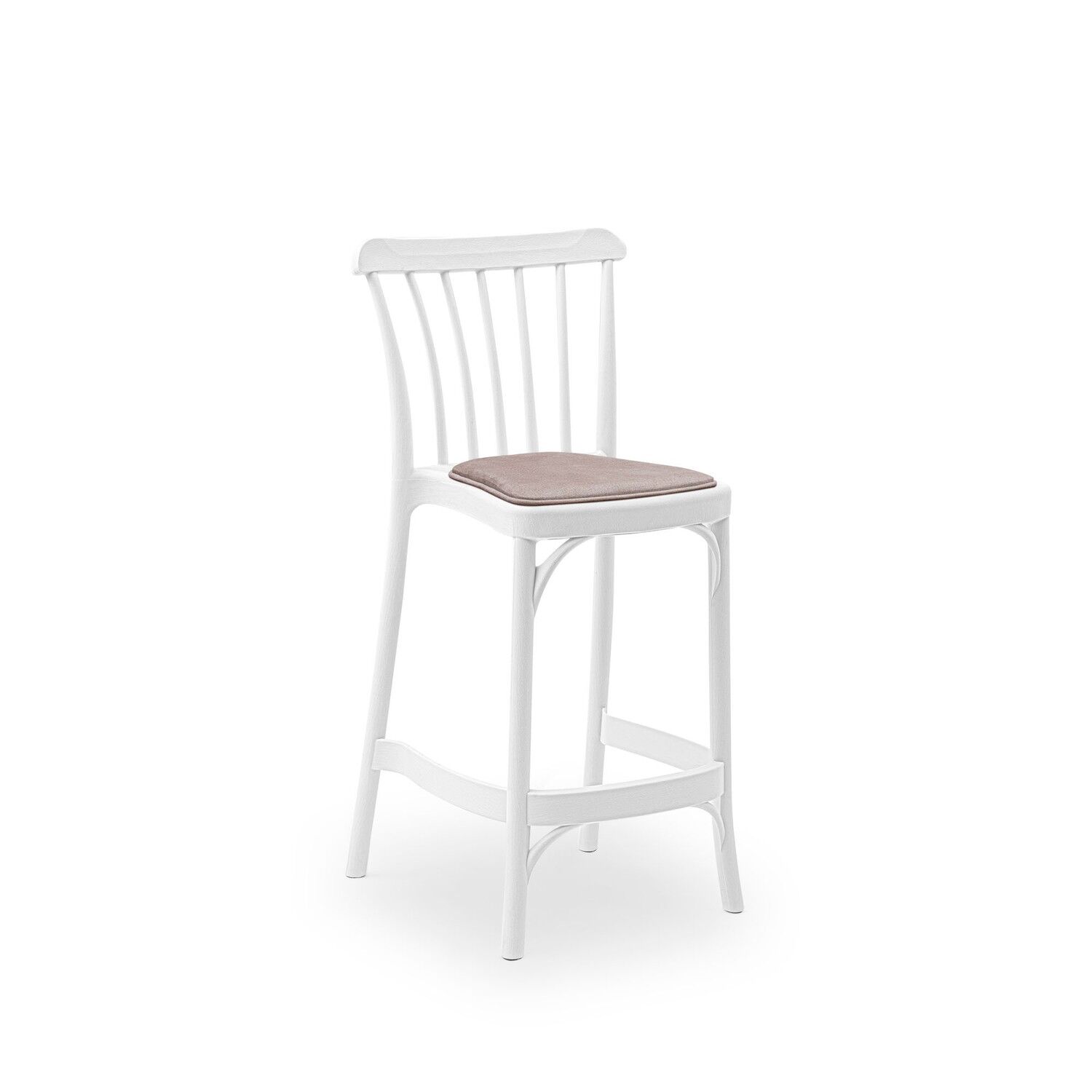 Bar Sandalyesi 65 cm Beyaz Plastik Pedli İç Dış Mekan