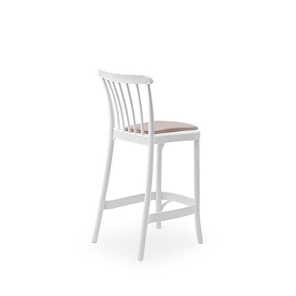 Bar Sandalyesi 65 cm Beyaz Plastik Pedli İç Dış Mekan