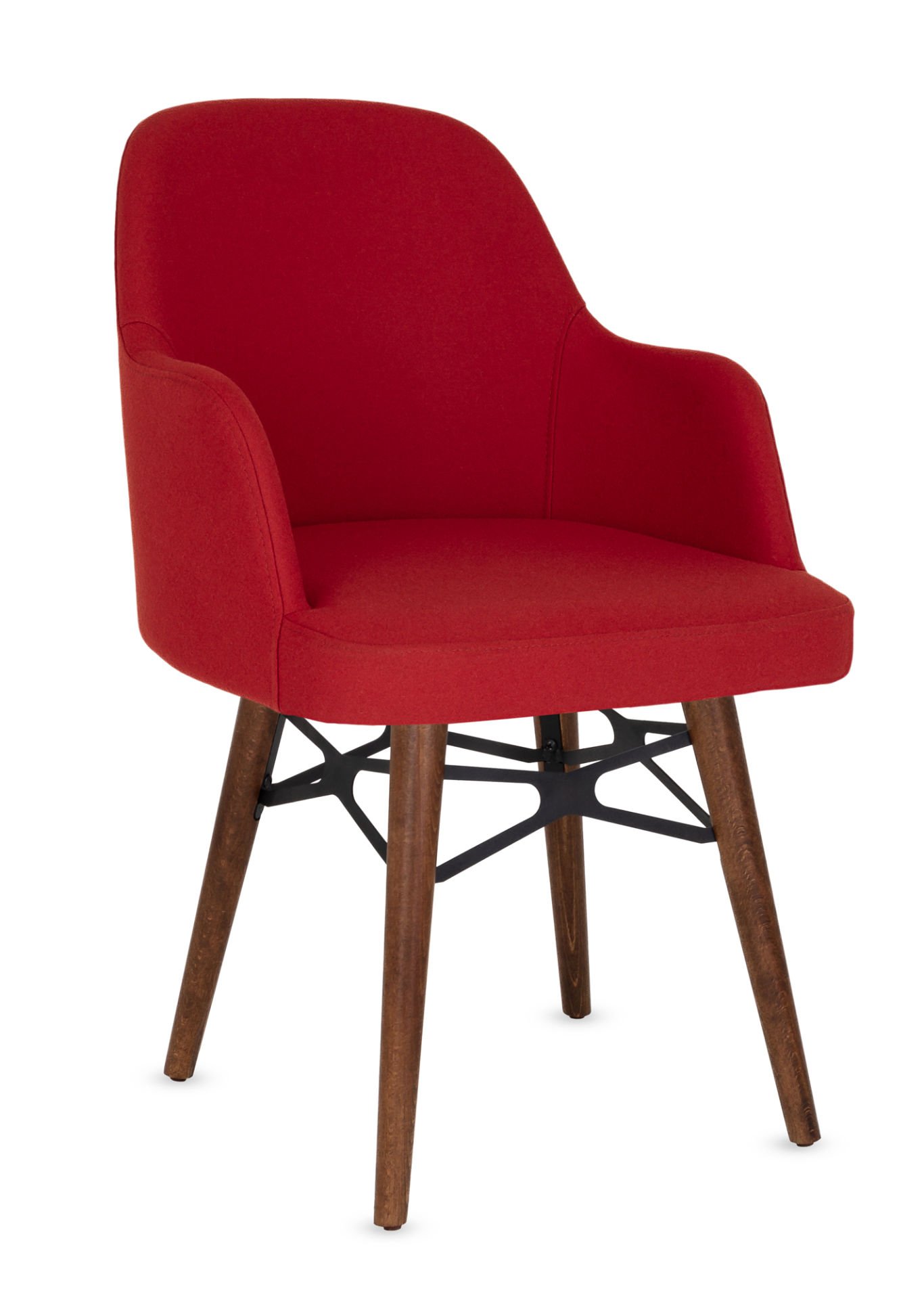 Opal Ahşap Ayaklı Kırmızı Kaşe Kumaş Yemek Odası ve Salon Sandalyesi – Ergonomik, Şık ve Dayanıklı, Ücretsiz Kargo