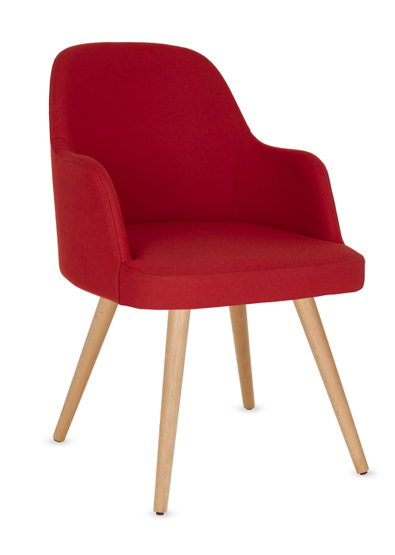 Opal Ahşap Ayak Kırmızı Kaşe Kumaş Dekoratif Mutfak Sandalyesi - Şık ve Rahat Restoran, Kafe, Yemek Odası Sandalyeleri, Ücretsiz Kargo