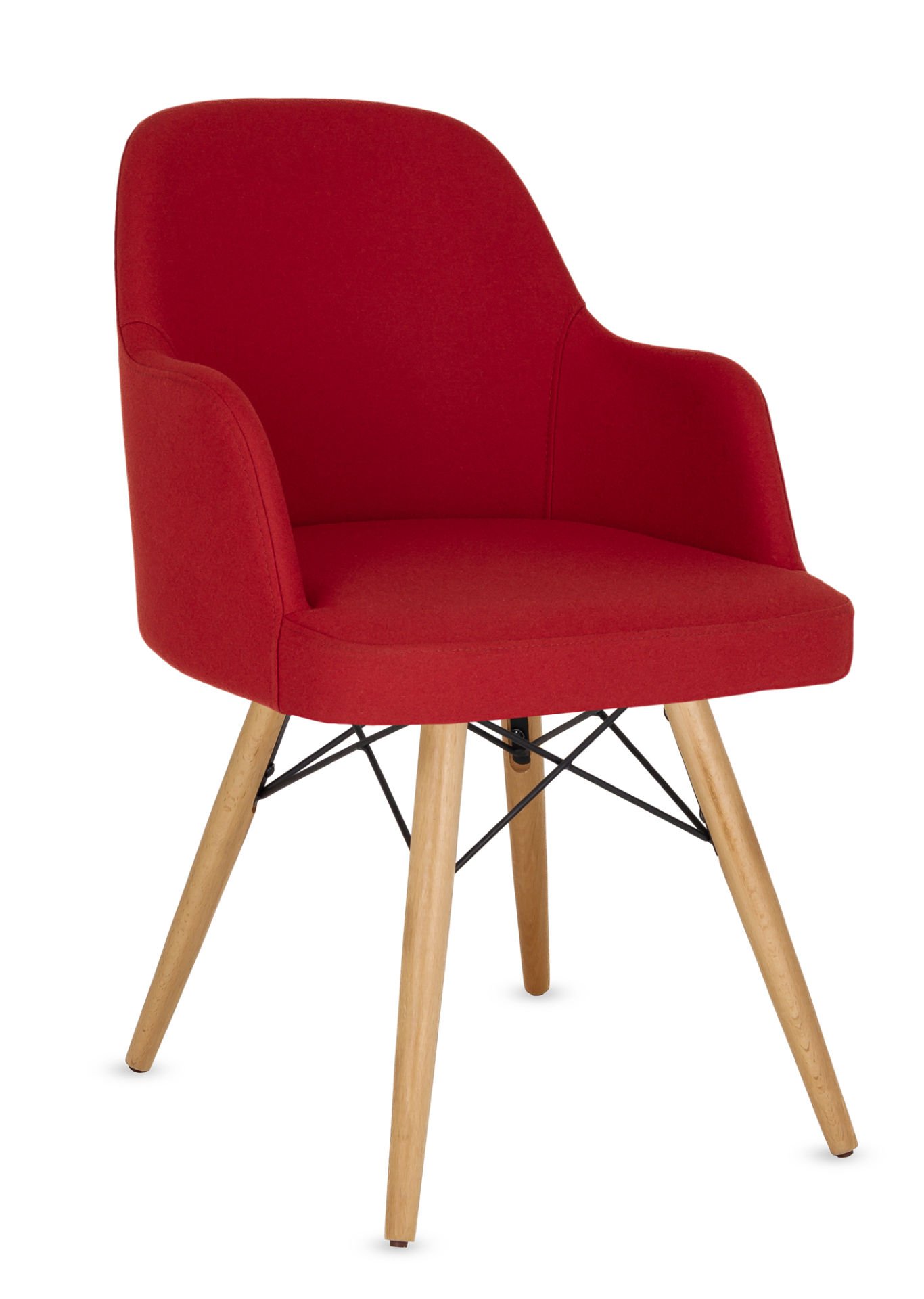 Opal Ahşap Ayaklı Kırmızı Kaşe Kumaş Cafe Sandalyesi - Şık ve Rahat Tasarım, Ücretsiz Kargo