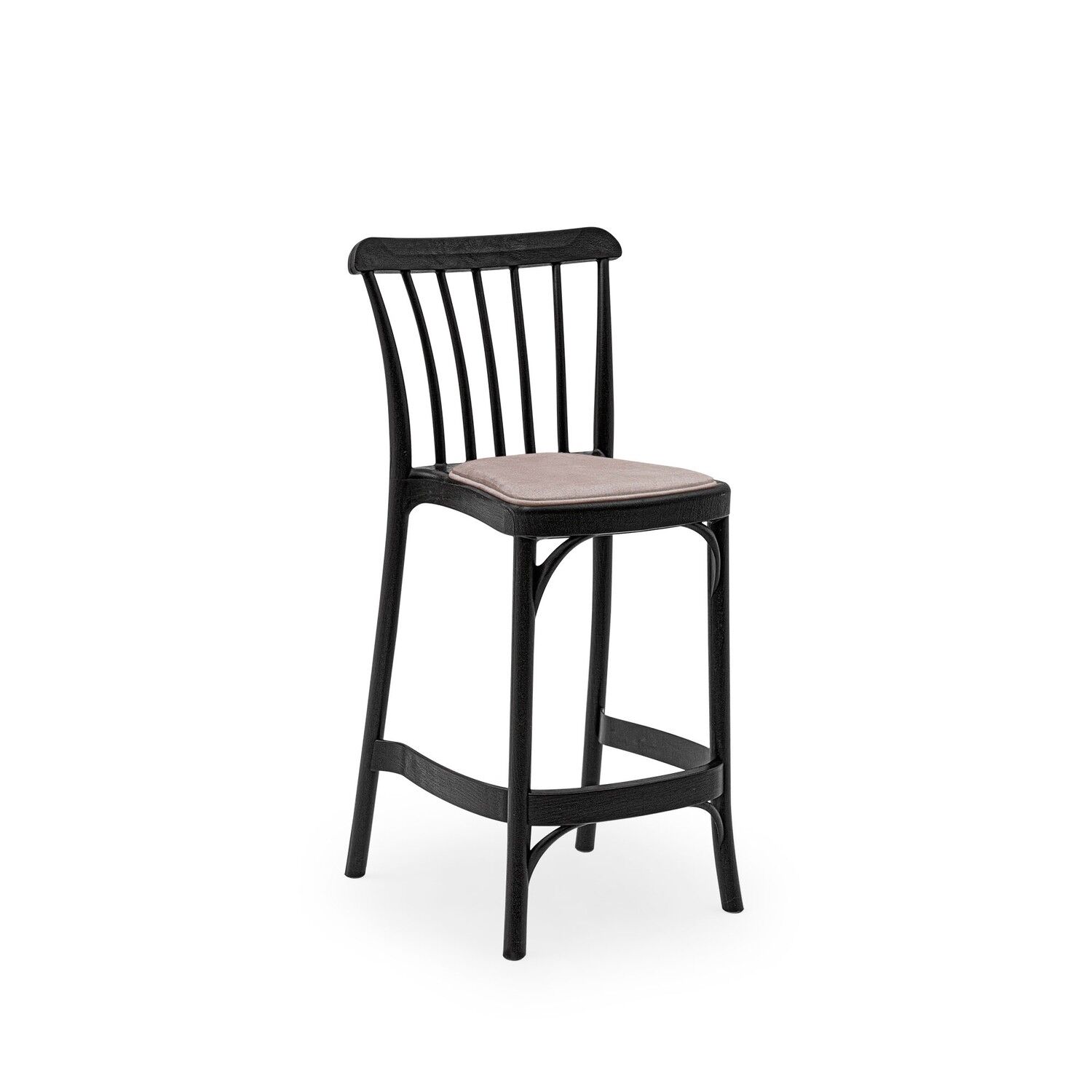 Cafe Bar Sandalyesi 65 cm Pedli Siyah Plastik
