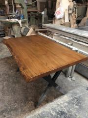 Kütük Yemek Masası 150x90 Ceviz Renk Kayın Ahşap Masa