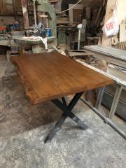 Kütük Yemek Masası 150x90 Ceviz Renk Kayın Ahşap Masa