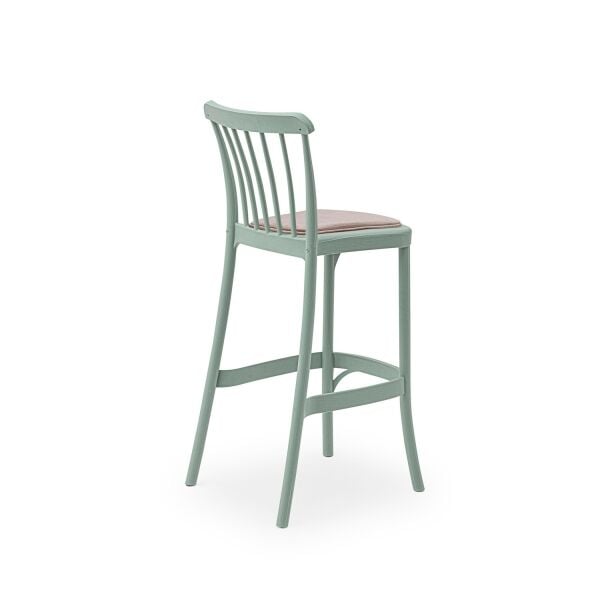 75 cm Nil Yeşili Pedli Bar Sandalyesi İç Dış Mekan