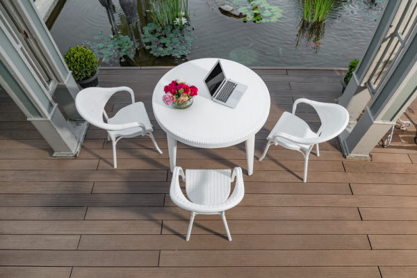 Beyaz 110 cm Dış Mekan Bahçe Masa Sandalye Takımı
