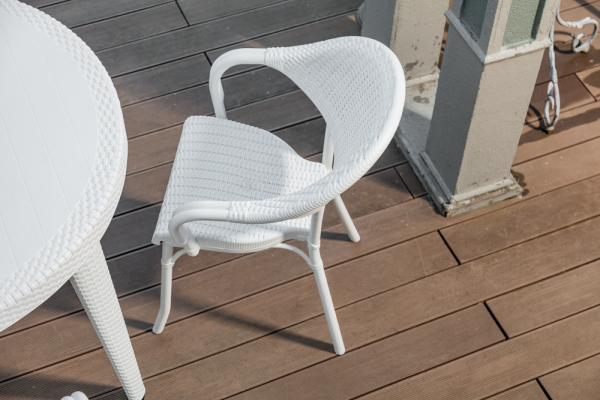 Beyaz 110 cm Dış Mekan Bahçe Masa Sandalye Takımı