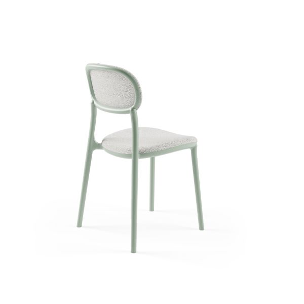 Nil Yeşili Plastik Kumaş Döşemeli Zarif Modern Mutfak Sandalyesi Dayanıklı, İstiflenebilir