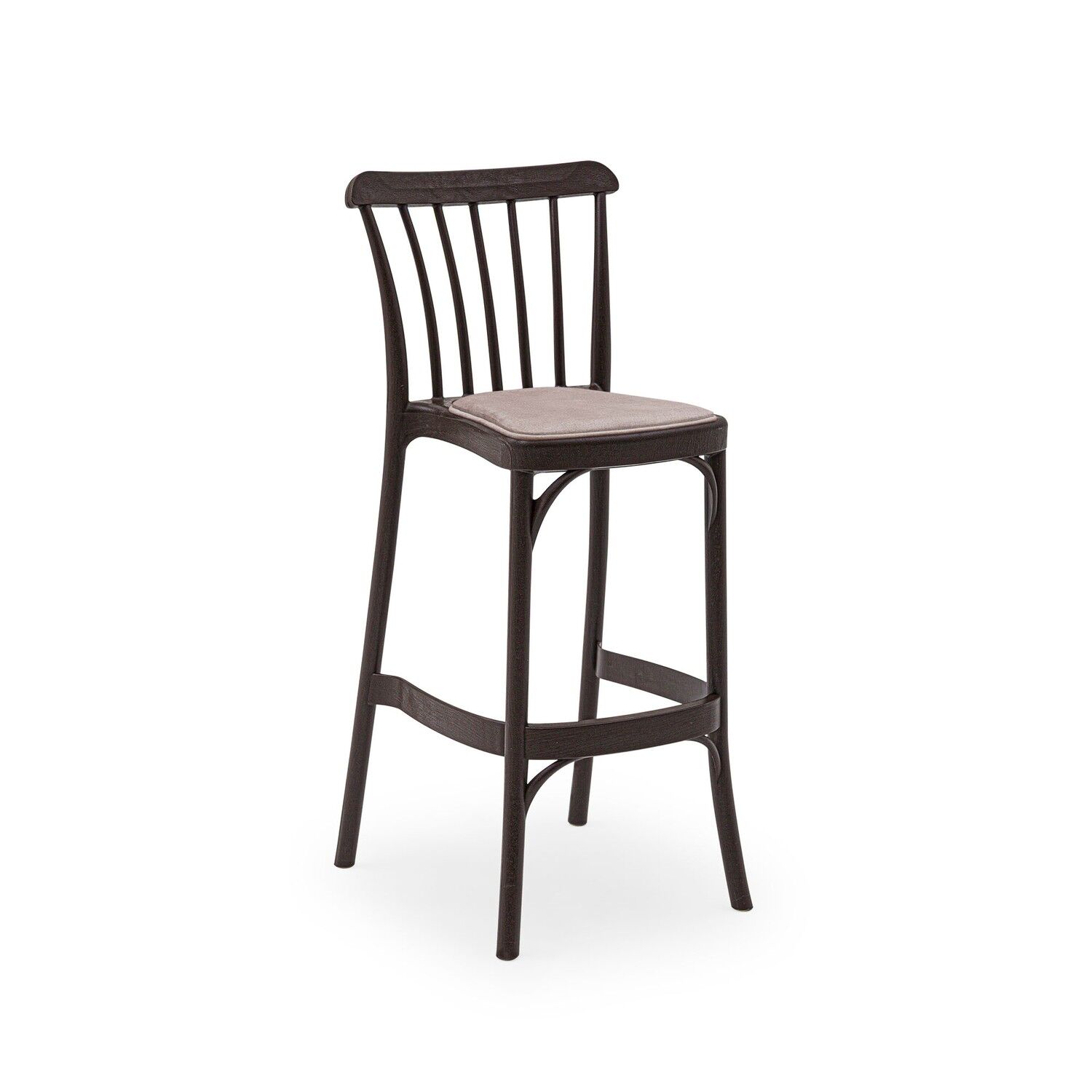 75 cm Wenge Plastik Pedli Cafe Bar Sandalyesi İstiflenebilir