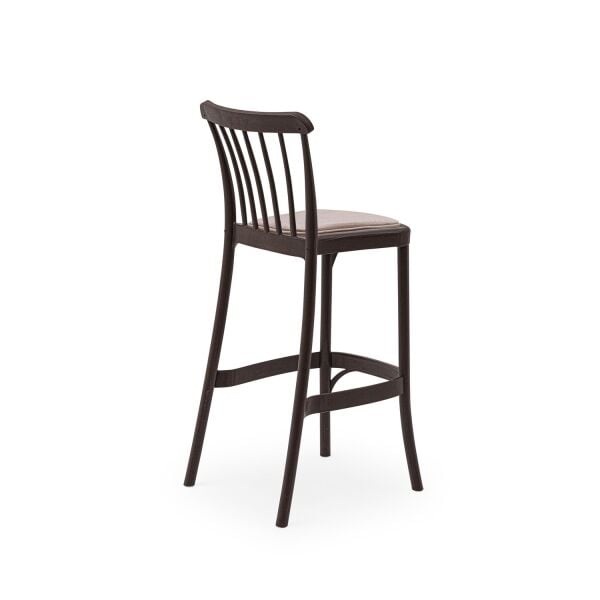 75 cm Wenge Plastik Pedli Cafe Bar Sandalyesi İstiflenebilir