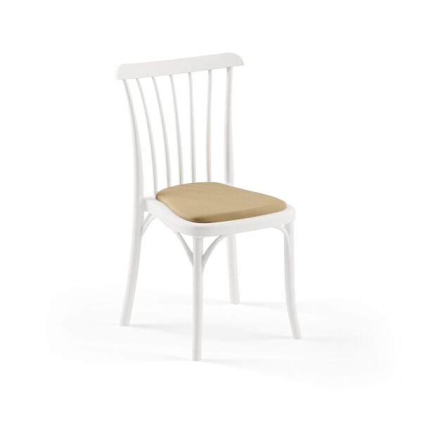 Beyaz Plastik Pedli Cafe Sandalyesi İç Dış Mekan