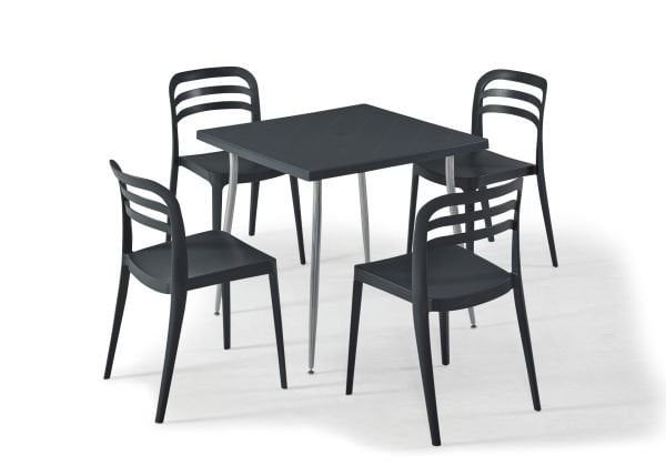 Antrasit 4 Kişilik 80x80 cm Masa Sandalye Takımı İç ve Dış Mekan Kullanımı İçin