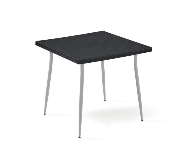 Siyah 4 Kişilik 80x80 cm Masa Sandalye Takımı Otel Kafe Restoran Balkon Teras ve Bahçe