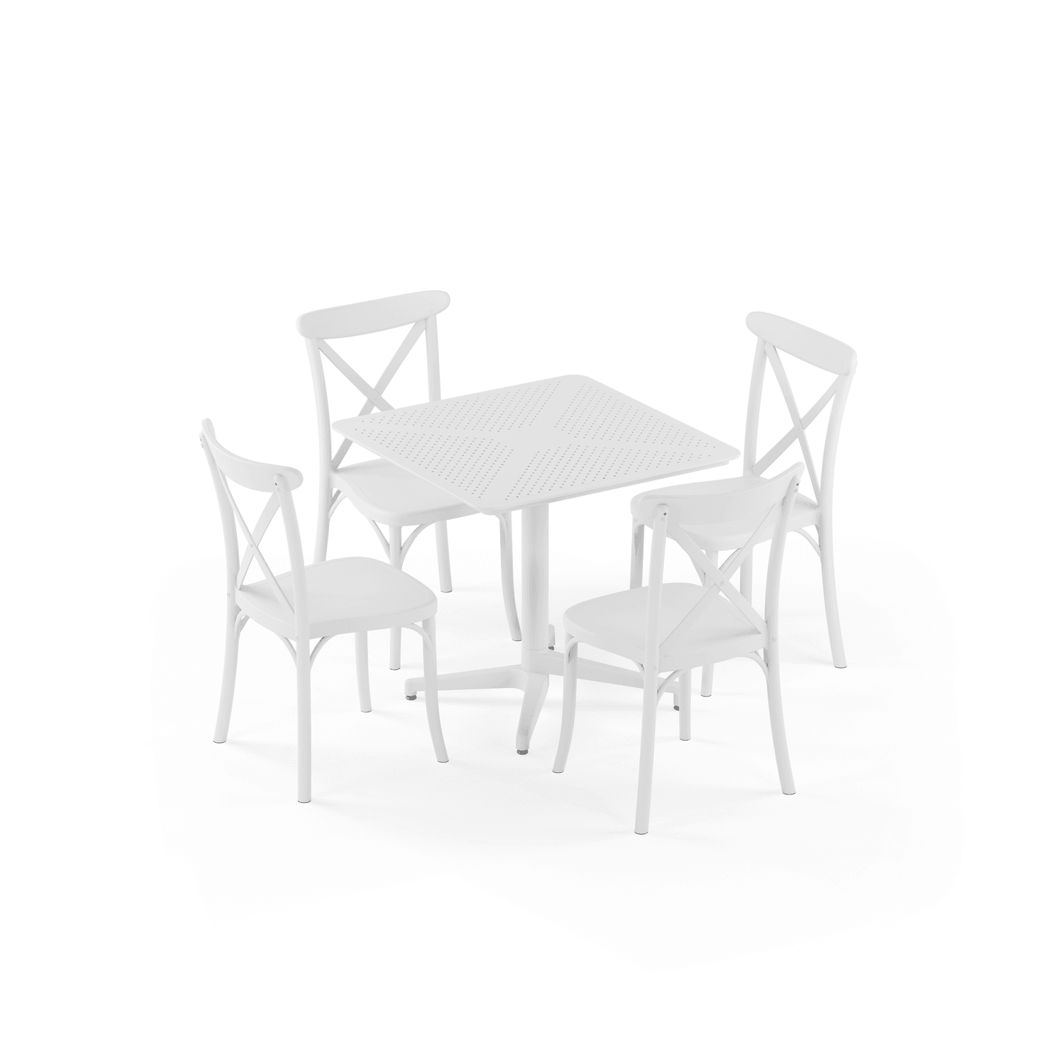 Beyaz Bahçe Masa Sandalye Takımı 4 Kişilik 80x80