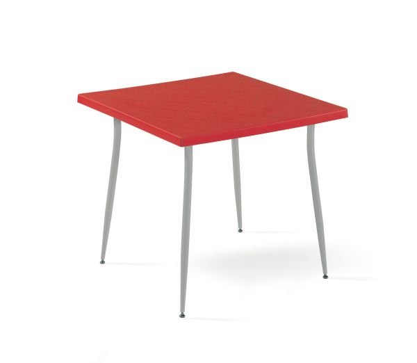 Kırmızı Bahçe Masa Sandalye Takımı 4 Kişilik 80x80 cm