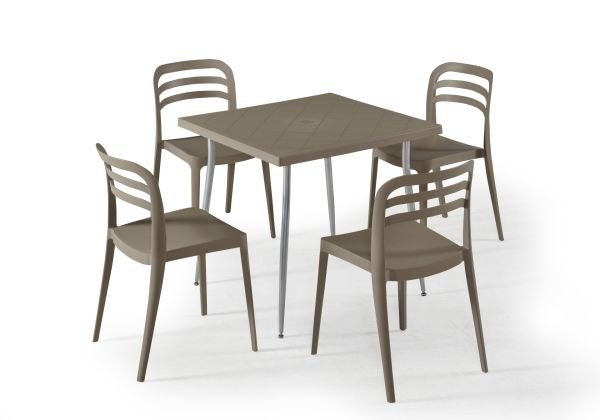 Kum Beji Bahçe Masa Sandalye Takımı 4 Kişilik 80x80 cm