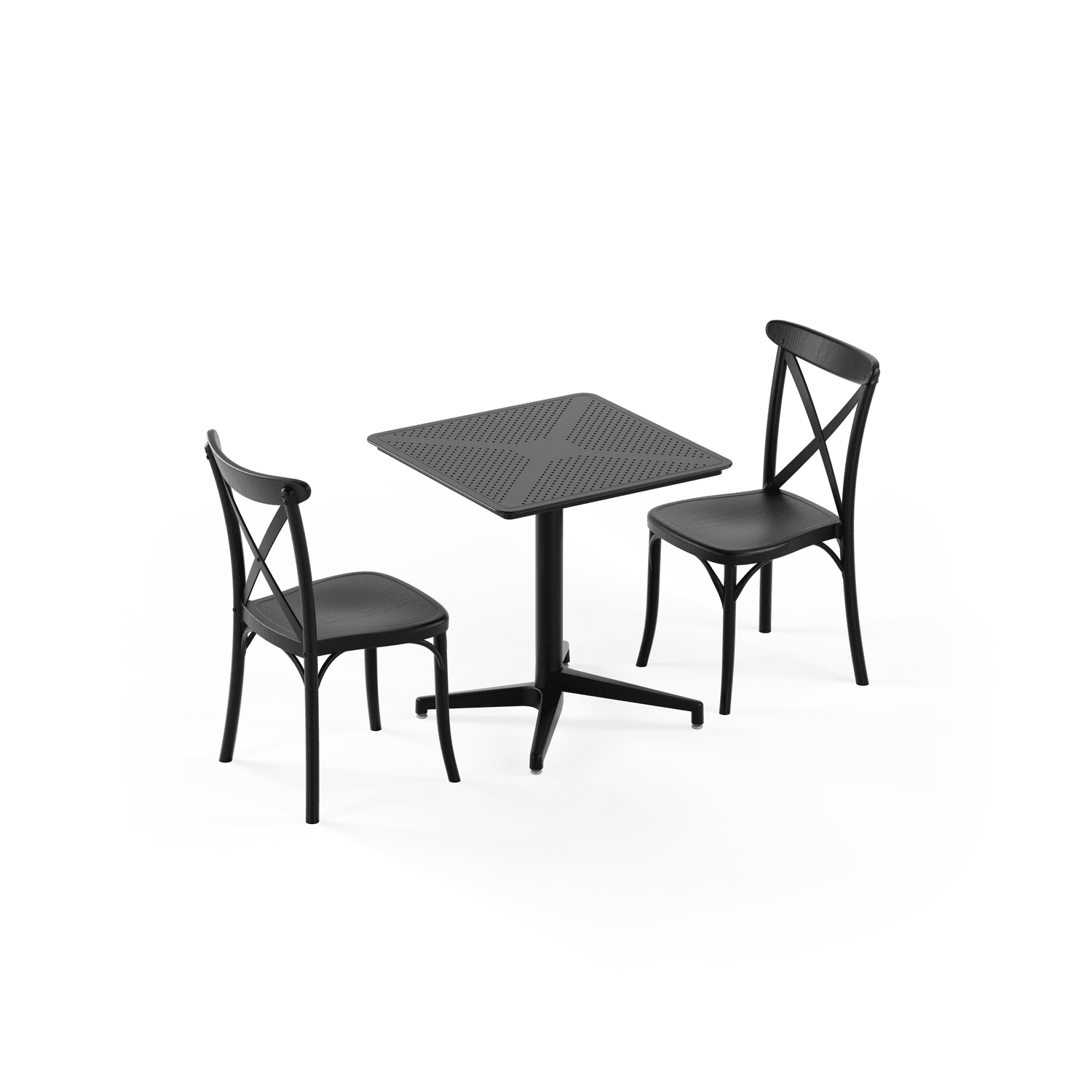 Siyah Bahçe Masa Sandalye Takımı 2 Kişilik 70x70 Katlanır